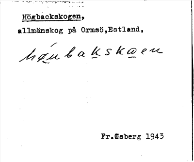 Bild på arkivkortet för arkivposten Högbackskogen