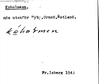 Bild på arkivkortet för arkivposten Koholmen