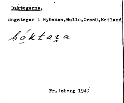 Bild på arkivkortet för arkivposten Baktegarna