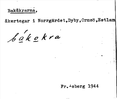 Bild på arkivkortet för arkivposten Bakåkrarna
