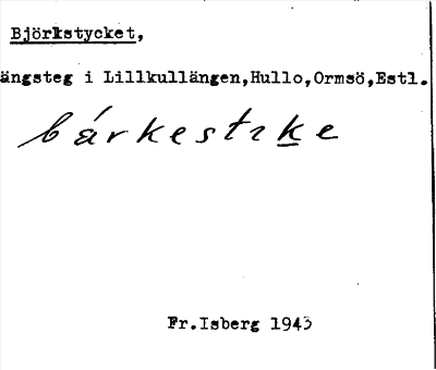 Bild på arkivkortet för arkivposten Björkstycket
