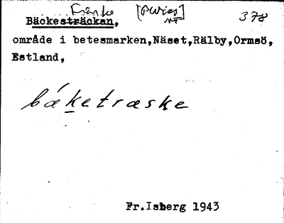 Bild på arkivkortet för arkivposten Bäcketräske
