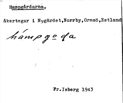 Bild på arkivkortet för arkivposten Hampgårdarna