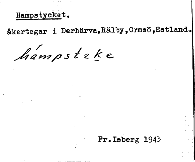 Bild på arkivkortet för arkivposten Hampstycket