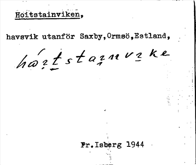 Bild på arkivkortet för arkivposten Hoitstainviken