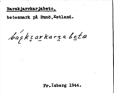 Bild på arkivkortet för arkivposten Barskjarrkarjabeto
