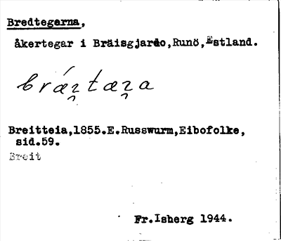 Bild på arkivkortet för arkivposten Bredtegarna