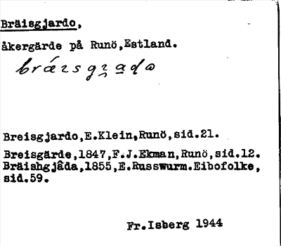 Bild på arkivkortet för arkivposten Bräisgjardo