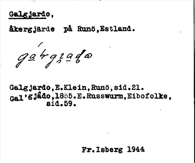 Bild på arkivkortet för arkivposten Galgjardo