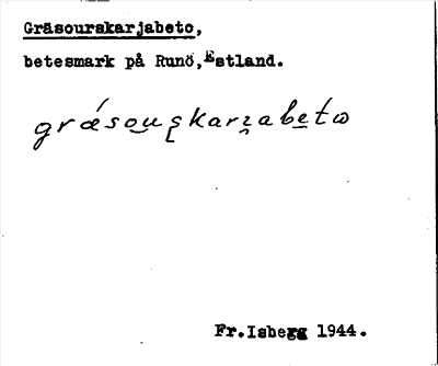 Bild på arkivkortet för arkivposten Gräsourskarjabeto