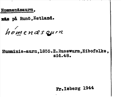 Bild på arkivkortet för arkivposten Hommenäsaurn
