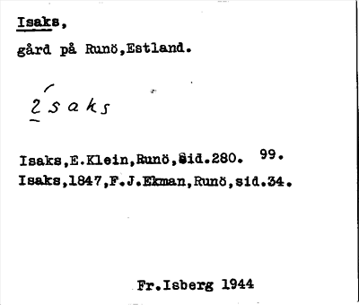 Bild på arkivkortet för arkivposten Isaks