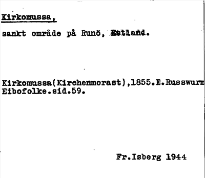 Bild på arkivkortet för arkivposten Kirkomussa