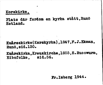 Bild på arkivkortet för arkivposten Korskirke