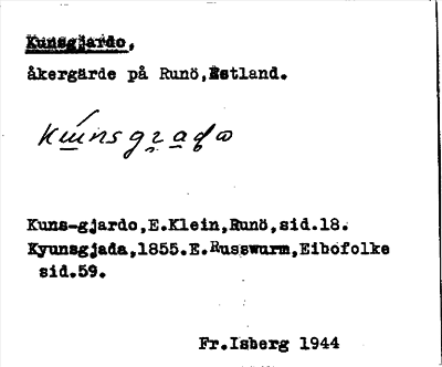 Bild på arkivkortet för arkivposten Kunsgjardo