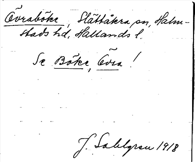 Bild på arkivkortet för arkivposten Övraböke,se Böke, Övra