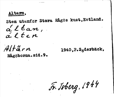 Bild på arkivkortet för arkivposten Altarn