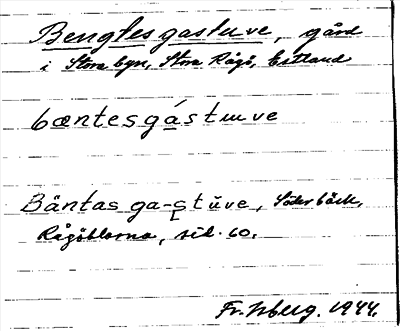 Bild på arkivkortet för arkivposten Bengtesgastuve