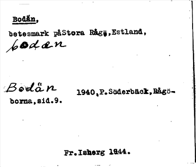 Bild på arkivkortet för arkivposten Bodän