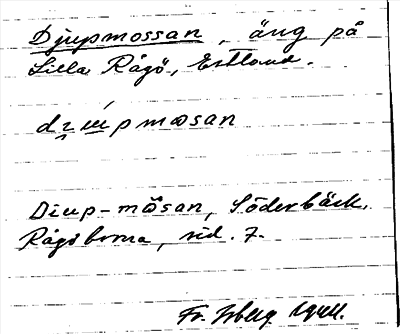 Bild på arkivkortet för arkivposten Djupmossan