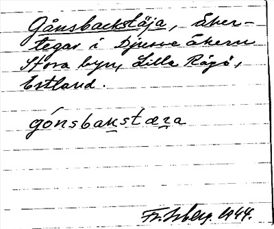 Bild på arkivkortet för arkivposten Gånsbackstäja