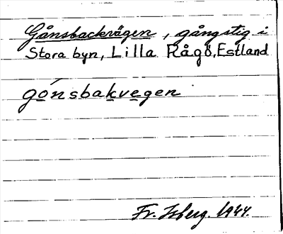 Bild på arkivkortet för arkivposten Gånsbackvägen