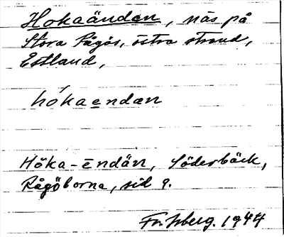 Bild på arkivkortet för arkivposten Hokaänden