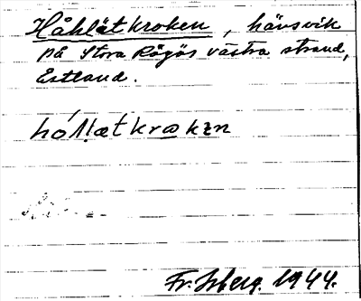 Bild på arkivkortet för arkivposten Håhlätkroken