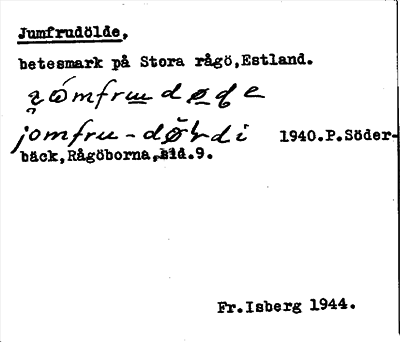 Bild på arkivkortet för arkivposten Jumfrudölde