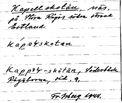 Bild på arkivkortet för arkivposten Kapellskotän