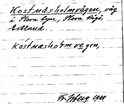 Bild på arkivkortet för arkivposten Kostnäsholmvägen