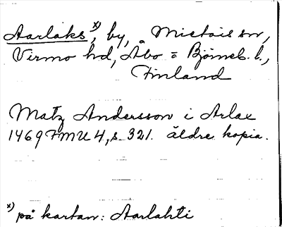 Bild på arkivkortet för arkivposten Aarlaks