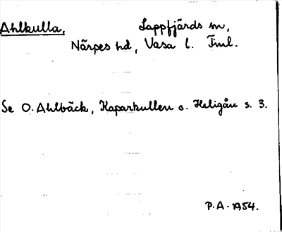 Bild på arkivkortet för arkivposten Ahlkulla
