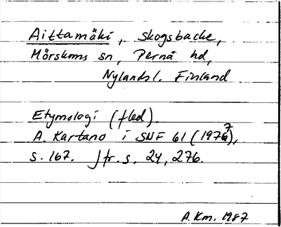 Bild på arkivkortet för arkivposten Aittamäki