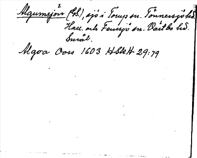 Bild på arkivkortet för arkivposten Algumsjön