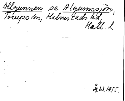 Bild på arkivkortet för arkivposten Allgunnen, se Algunnssjön
