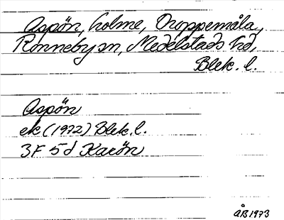 Bild på arkivkortet för arkivposten Aspön