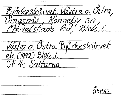 Bild på arkivkortet för arkivposten Björkeskärvet, Västra o. Östra
