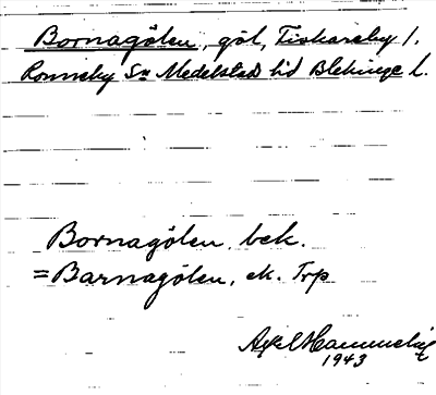 Bild på arkivkortet för arkivposten Bornagölen