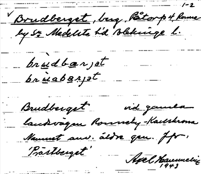 Bild på arkivkortet för arkivposten Brudberget