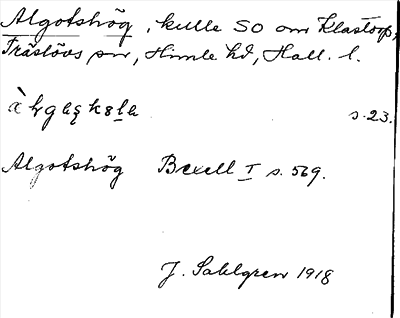 Bild på arkivkortet för arkivposten Algotshög