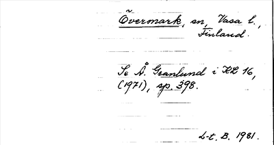 Bild på arkivkortet för arkivposten Övermark
