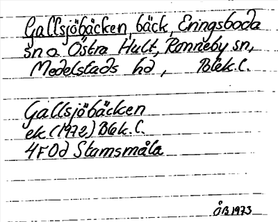 Bild på arkivkortet för arkivposten Gallsjöbäcken