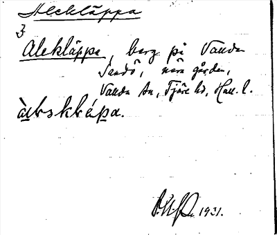 Bild på arkivkortet för arkivposten Alekläppa