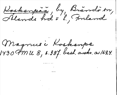 Bild på arkivkortet för arkivposten Koskenpää