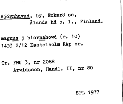Bild på arkivkortet för arkivposten Björnhuvud