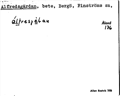 Bild på arkivkortet för arkivposten Alfredsgärdan