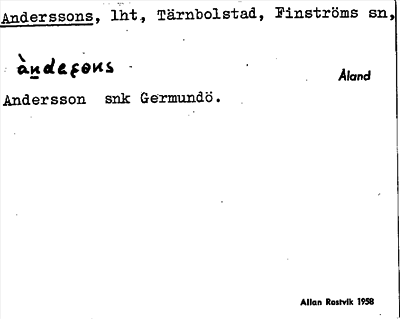 Bild på arkivkortet för arkivposten Anderssons