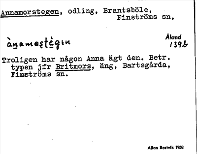 Bild på arkivkortet för arkivposten Annamorstegen