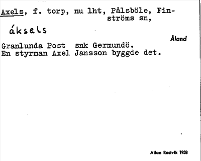 Bild på arkivkortet för arkivposten Axels